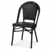 Krzesło aluminiowe Paris, kawiarniane, ogrodowe, siedzisko 46 cm, rattanowe, czarne, XIRBI 78626